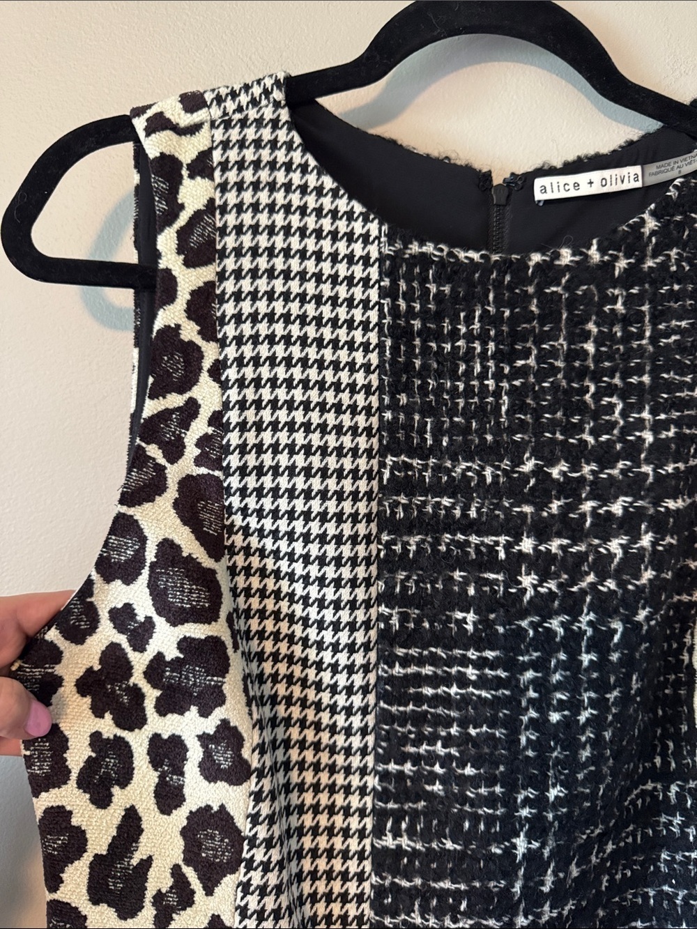 Alice + Olivia Clyde Pattern Mix Wool Blend Dress - Picture 4 of 5